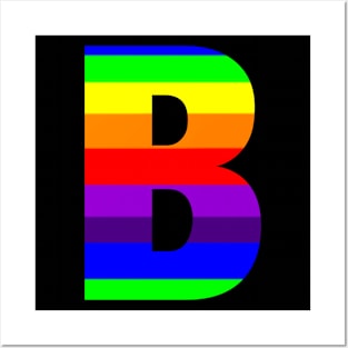 The Letter B in Rainbow Stripes Posters and Art